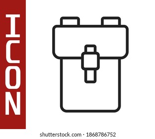 Black line School backpack icon isolated on white background.  Vector