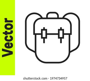 Black line School backpack icon isolated on white background.  Vector