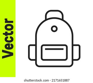 Black line School backpack icon isolated on white background.  Vector