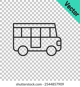 Black line School Bus icon isolated on transparent background. Public transportation symbol.  Vector