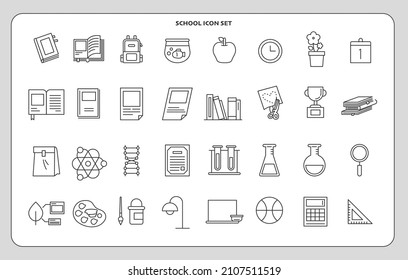 Black line school class icon set. flat design style vector illustration.