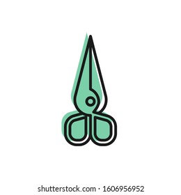 Black line Scissors icon isolated on white background. Cutting tool sign.  Vector Illustration