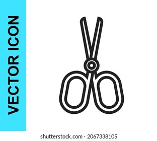 Black line Scissors icon isolated on white background. Tailor symbol. Cutting tool sign.  Vector