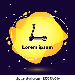 Black line Scooter icon isolated on dark blue background. Abstract banner with liquid shapes. Vector Illustration