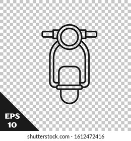 Black line Scooter icon isolated on transparent background.  Vector Illustration