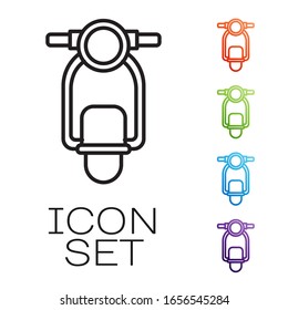 Black line Scooter icon isolated on white background. Set icons colorful. Vector Illustration