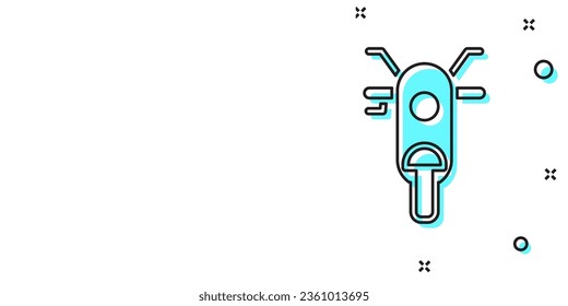 Black line Scooter icon isolated on green and white background. Random dynamic shapes. Vector