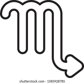 Black line Scorpio zodiac sign icon isolated on white background. Astrological horoscope collection.  Vector Illustration