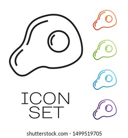 Black line Scrambled eggs icon isolated on white background. Home cooked food, fried egg, healthy breakfast, omelet icon. Set icons colorful. Vector Illustration