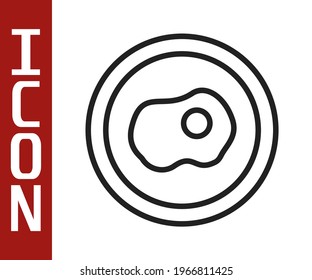 Black line Scrambled eggs icon isolated on white background. Home cooked food, fried egg, healthy breakfast, omelet icon.  Vector