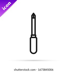 Schwarze Linie Schraubenzieher Symbol einzeln auf weißem Hintergrund. Symbol für Service-Tools. Vektorillustration-Illustration