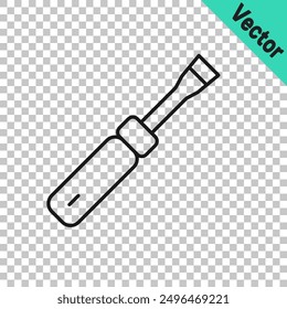 Black line Screwdriver icon isolated on transparent background. Service tool symbol.  Vector