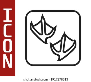 Black line Seagull paw footprint icon isolated on white background.  Vector