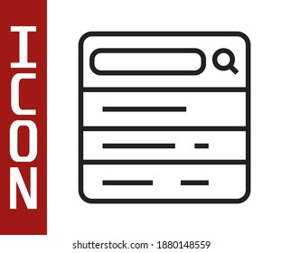 Black line Search engine icon isolated on white background.  Vector