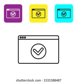 Black line Secure your site with HTTPS, SSL icon isolated on white background. Internet communication protocol. Set icons colorful square buttons. Vector Illustration