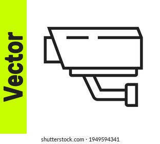 Black line Security camera icon isolated on white background.  Vector