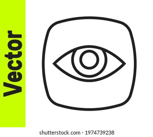 Black line Security camera icon isolated on white background.  Vector