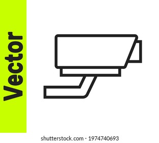 Black line Security camera icon isolated on white background.  Vector