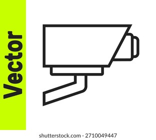 Black line Security camera icon isolated on white background.  Vector