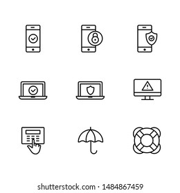 Black line security icon for ui