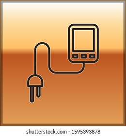 Black line Sensor icon isolated on gold background.  Vector Illustration