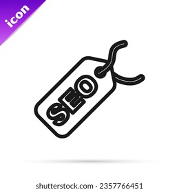 Black line SEO optimization icon isolated on white background.  Vector