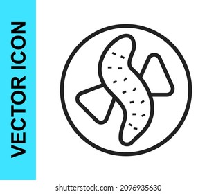 Black line Served cucumber on a plate icon isolated on white background. Marine food.  Vector