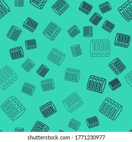 Black line Server, Data, Web Hosting icon isolated seamless pattern on green background. Vector