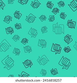 Black line Server, Data, Web Hosting icon isolated seamless pattern on green background.  Vector