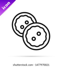 Black line Sewing button for clothes icon isolated on white background. Clothing buttons.  Vector Illustration