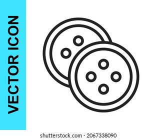 Black line Sewing button for clothes icon isolated on white background. Clothing button.  Vector