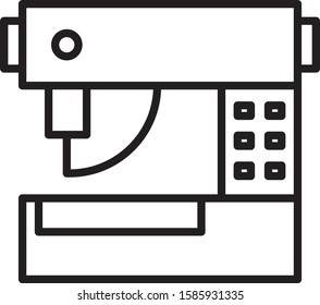 Black line Sewing machine icon isolated on white background.  Vector Illustration