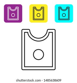 Black line Sewing Pattern icon isolated on white background. Markings for sewing. Set icons colorful square buttons. Vector Illustration