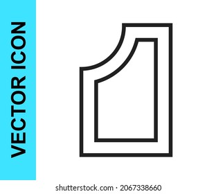 Icono de patrón de costado de línea negra aislado en fondo blanco. Marcas para coser.  Vector