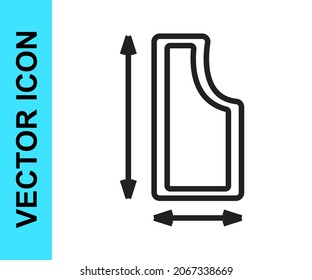 Black line Sewing pattern icon isolated on white background. Markings for sewing.  Vector