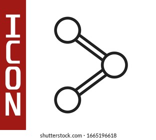 Icono Compartir línea negra aislado en fondo blanco. Compartir, compartir, hacer un pictograma de comunicación, medios sociales, conexión, red. Ilustración vectorial