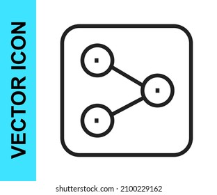 Icono Compartir línea negra aislado en fondo blanco. Compartir, compartir, pictograma de comunicación, medios sociales, conexión, red.  Vector