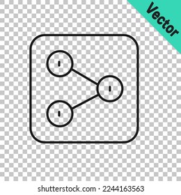 Black line Share icon isolated on transparent background. Share, sharing, communication pictogram, social media, connection, network.  Vector