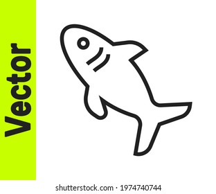 Black line Shark icon isolated on white background.  Vector