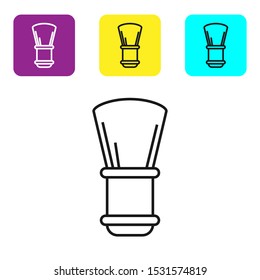 Black line Shaving brush icon isolated on white background. Barbershop symbol. Set icons colorful square buttons. Vector Illustration