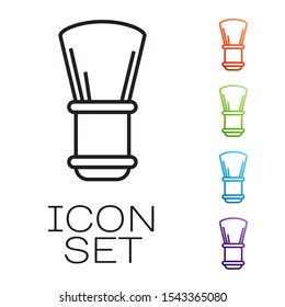 Black line Shaving brush icon isolated on white background. Barbershop symbol. Set icons colorful. Vector Illustration