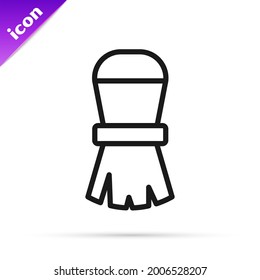 Black line Shaving brush icon isolated on white background. Barbershop symbol.  Vector
