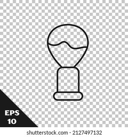 Black line Shaving brush icon isolated on transparent background. Barbershop symbol.  Vector Illustration