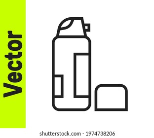 Black line Shaving gel foam icon isolated on white background. Shaving cream.  Vector