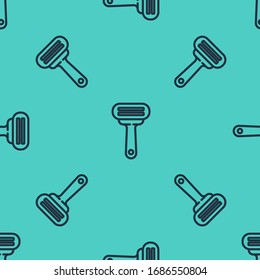 Black line Shaving razor icon isolated seamless pattern on green background.  Vector Illustration