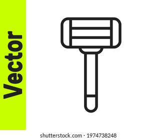 Black line Shaving razor icon isolated on white background.  Vector