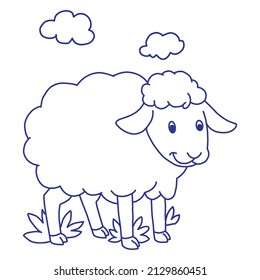 Black line Sheep icon isolated on white background. Counting sheep to fall asleep. Vector