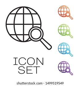 Black line Shield with check mark icon isolated on white background. Protection symbol. Security check Icon. Tick mark approved icon. Set icons colorful. Vector Illustration