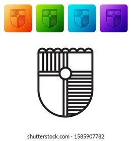 Black line Shield for game icon isolated on white background. Set icons in color square buttons. Vector Illustration