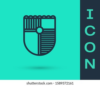 Black line Shield for game icon isolated on green background.  Vector Illustration